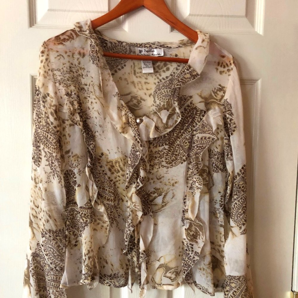 Beautiful women's ruffled neck blouse